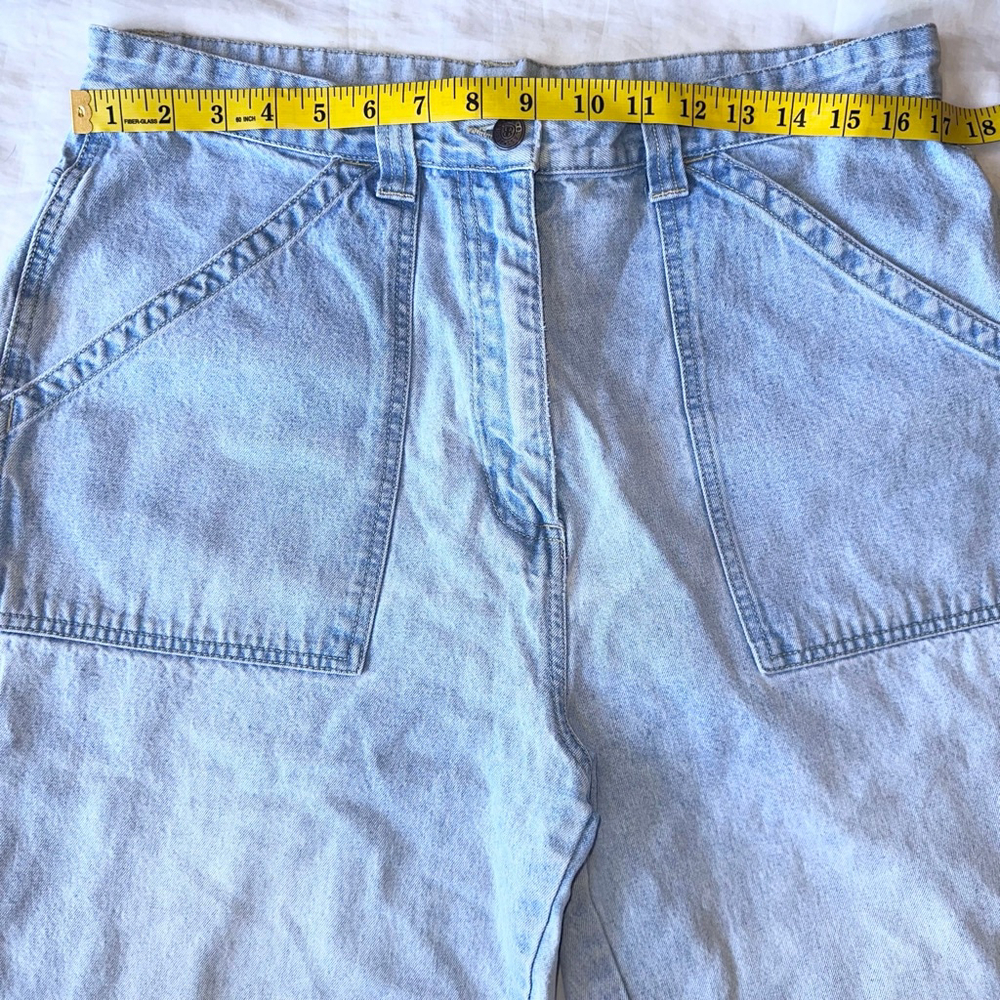 Vintage 1980s Women's Size 14 Bill Blass Jeans Capris Acid Wash Wide Leg Jeans - Picture 5 of 7
